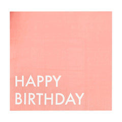 Bright Pastel Happy Birthday Coral Lunch Napkins, 6.5-inch, 16-ct - Case of 40