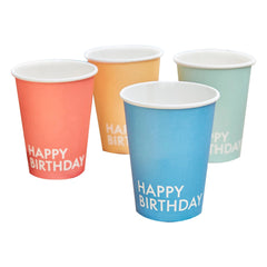 12 Oz. Bright Pastel Multi-Color "Happy Birthday" Paper Cups, 8-ct - Pack of 5