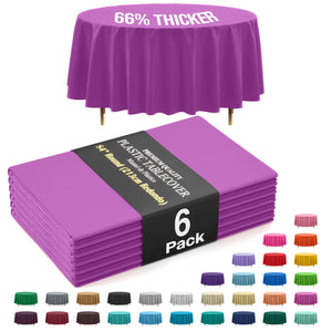 Premium Round Magenta Plastic Table Covers | 6 Pack