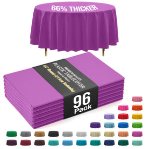 Premium Round Magenta Plastic Table Covers | 96 Count