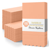 3 Ply Pink Peach Scalloped Dinner Napkins | 100 Count