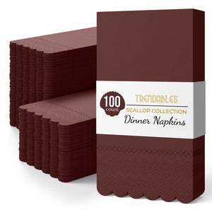 3 Ply Wine Berry Scalloped Dinner Napkins | 100 Count