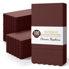 3 Ply Wine Berry Scalloped Dinner Napkins | 100 Count