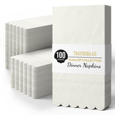 3 Ply Ivory Scalloped Dinner Napkins | 100 Count