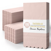 3 Ply Pink Peach Scalloped Dinner Napkins | 100 Count
