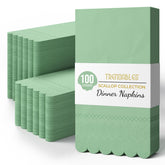 3 Ply Pistachio Green Scalloped Dinner Napkins | 100 Count
