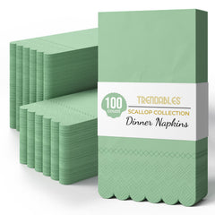 3 Ply Pistachio Green Scalloped Dinner Napkins | 100 Count