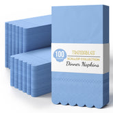 3 Ply Sky Blue Scalloped Dinner Napkins | 100 Count
