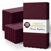 3 Ply Wine Berry Scalloped Dinner Napkins | 100 Count