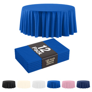 120 In. Premium Round Dark Blue Plastic Table Covers | 12 Count