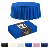 120 In. Premium Round Dark Blue Plastic Table Covers | 60 Count
