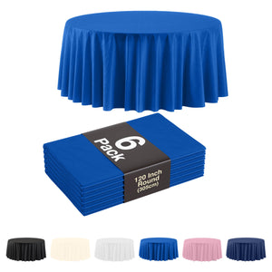 120 In. Premium Round Dark Blue Plastic Table Covers | 6 Count