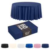 120 In. Premium Round Navy Plastic Table Covers | 60 Count