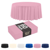 120 In. Premium Round Pink Plastic Table Covers | 60 Count