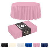 120 In. Premium Round Pink Plastic Table Covers | 6 Count