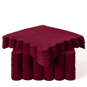 Burgundy Scallop Beverage Napkins | 3600 Count