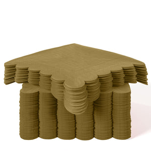 Gold Scallop Beverage Napkins | 100 Count
