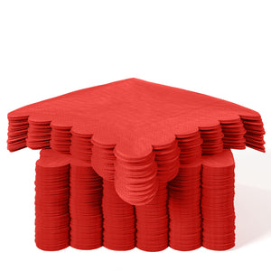 Red Scallop Beverage Napkins | 3600 Count