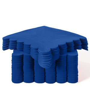 Dark Blue Scallop Beverage Napkins | 100 Count