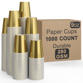 9 Oz. Metallic Gold Paper Cups | 1000 Count