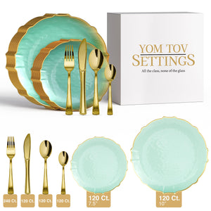 840 Piece Mint/Gold Petal Combo Set | Serves 120 Guests