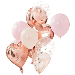 Elegant Rose Gold & Blush Balloon Bouquet, 12-pcs - Case of 50