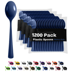 Heavy Duty Navy Plastic Spoons | 1200 Count