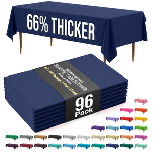 Premium Navy Plastic Table Covers | 96 Count