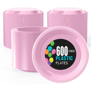 9 In. | Pink Plastic Plates | 600 Count
