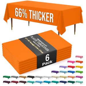 Premium Orange Plastic Table Covers | 6 Pack