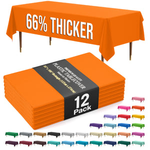 Premium Orange Plastic Table Covers | 12 Pack
