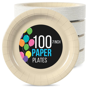 7 In. Ivory Paper Plates | 100 Count