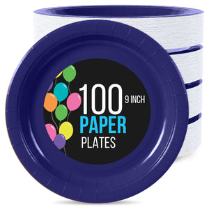 9 In. Navy Paper Plates | 100 Count