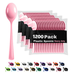 Heavy Duty Pink Plastic Spoons | 1200 Count