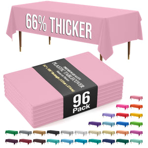 Premium Pink Plastic Table Covers | 96 Count