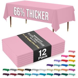 Premium Pink Plastic Table Covers | 12 Pack