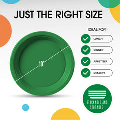 10 In. | Emerald Green Plastic Plates | 600 Count