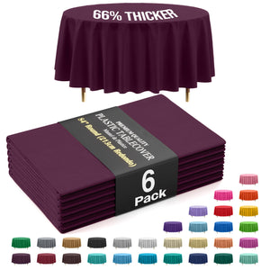 Premium Round Plum Plastic Table Covers | 6 Pack