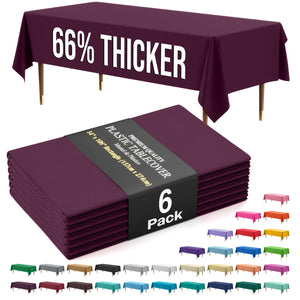 Premium Plum Plastic Table Covers | 6 Pack