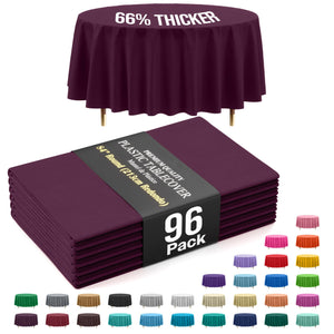 Premium Round Plum Plastic Table Covers | 96 Count
