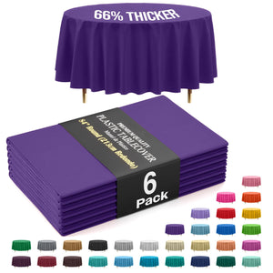 Premium Round Purple Plastic Table Covers | 6 Pack