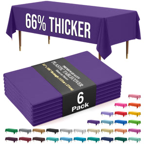 Premium Purple Plastic Table Covers | 6 Pack