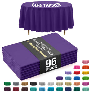 Premium Round Purple Plastic Table Covers | 96 Count