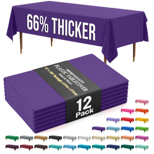 Premium Purple Plastic Table Covers | 12 Pack