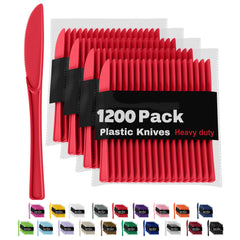 Heavy Duty Red Plastic Knives | 1200 Count