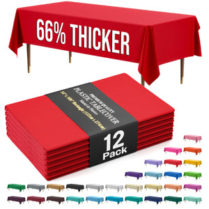Premium Red Plastic Table Covers | 12 Pack