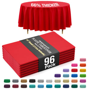 Premium Round Red Plastic Table Covers | 96 Count