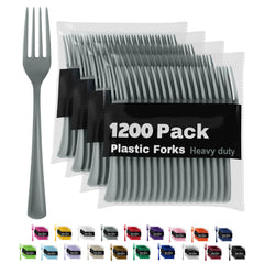 Heavy Duty Silver Plastic Forks | 1200 Count