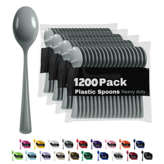 Heavy Duty Silver Plastic Spoons | 1200 Count