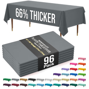 Premium Silver Plastic Table Covers | 96 Count